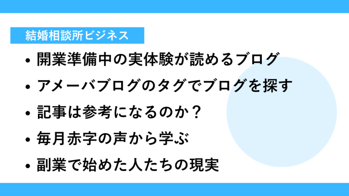 結婚相談所開業のリアルを書いているブログは？