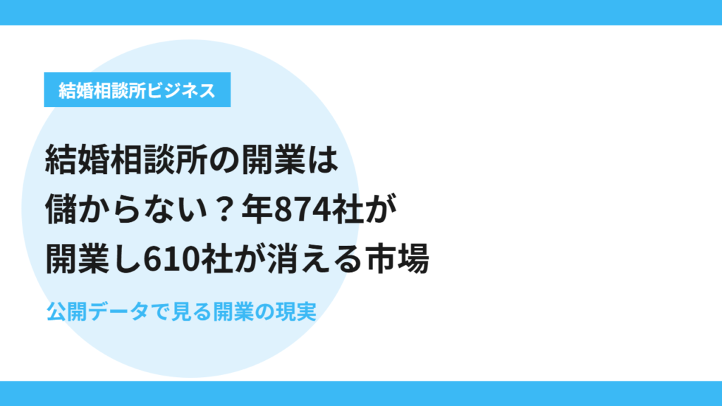 結婚相談所の開業は儲からない？年874社が開業し610社が消える市場