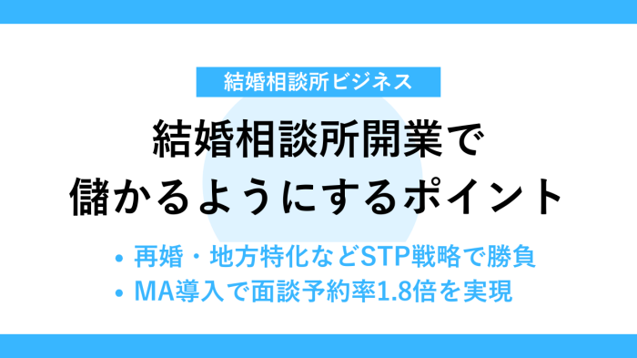 結婚相談所開業で儲かるようにするポイント