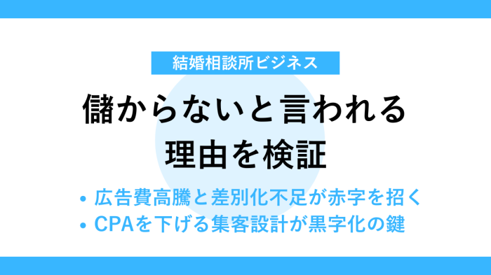 結婚相談所の開業は儲からないと言われる理由を検証