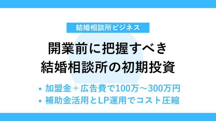 結婚相談所開業前に把握すべき初期投資